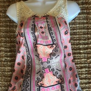 NWT Lace and Aztec Print Top